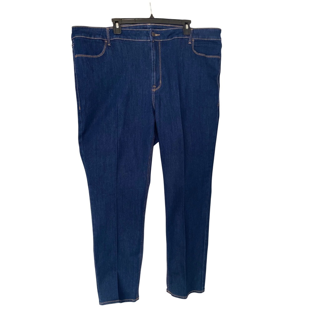 Old Navy High-Rise Straight Jeans Womens 24 Long Blue Dark Wash Stretch Denim